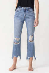 Lovervet High Rise Distressed Straight Jeans - Trendy & Flattering Fit